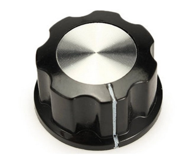 (image for) Knob Black with silver top 19.5mm (ANN71G)