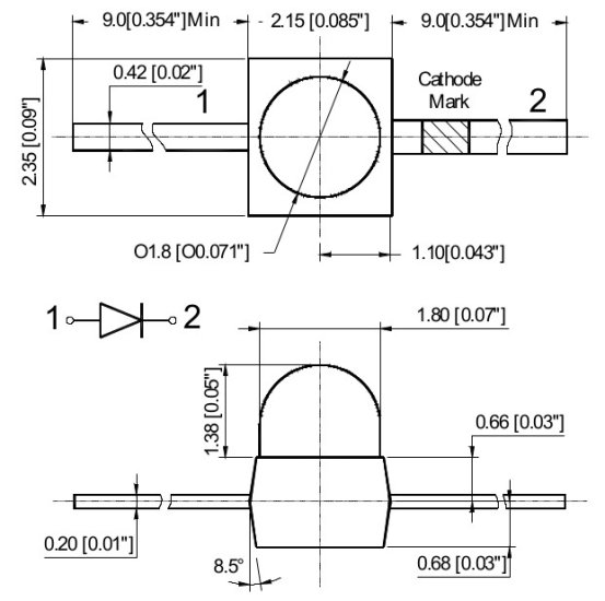 (image for) LED 2.25mm Axial Yellow (LED222)