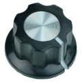 (image for) Knob, Black 27mm with Silver Top (AMD63G)